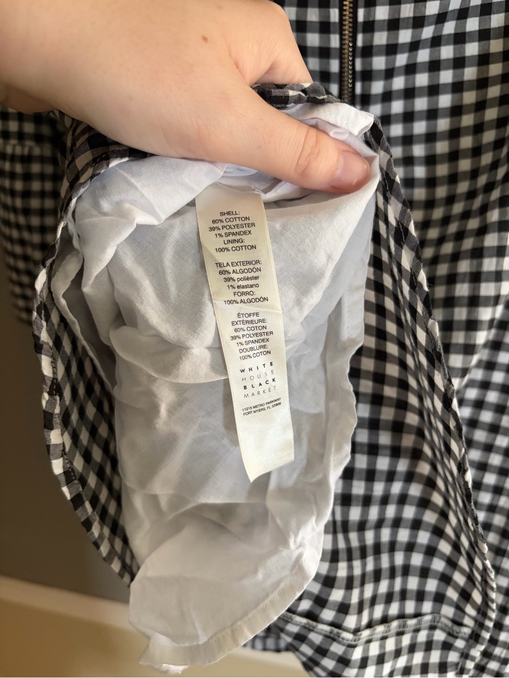 WHBM Blouse White House Black Market Gingham Square Neck Bell Sleeve Cottagecore - Picture 11 of 14